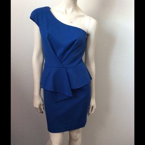 Black Halo One Shoulder Blue Dress
